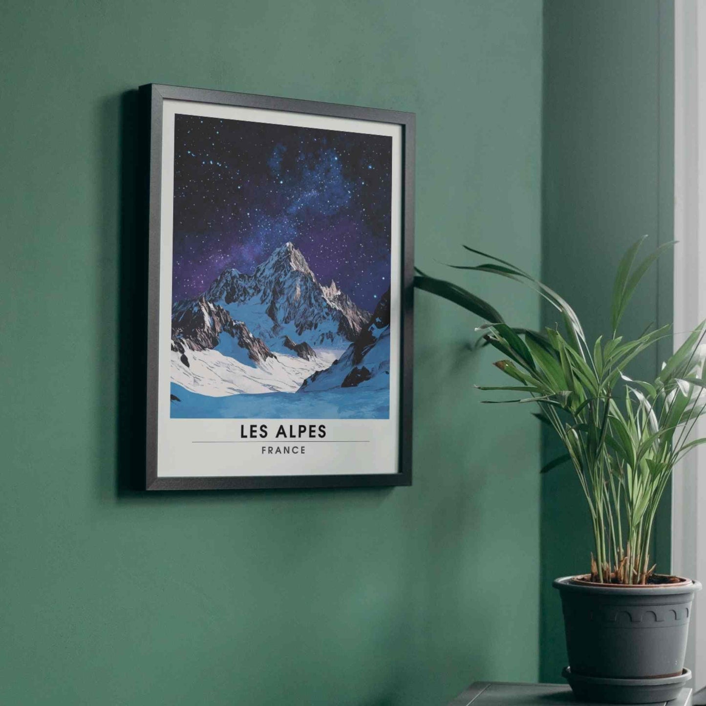 Affiche Les Alpes | Impression Les alpes | Affiche Montagne dans une nuit étoilée