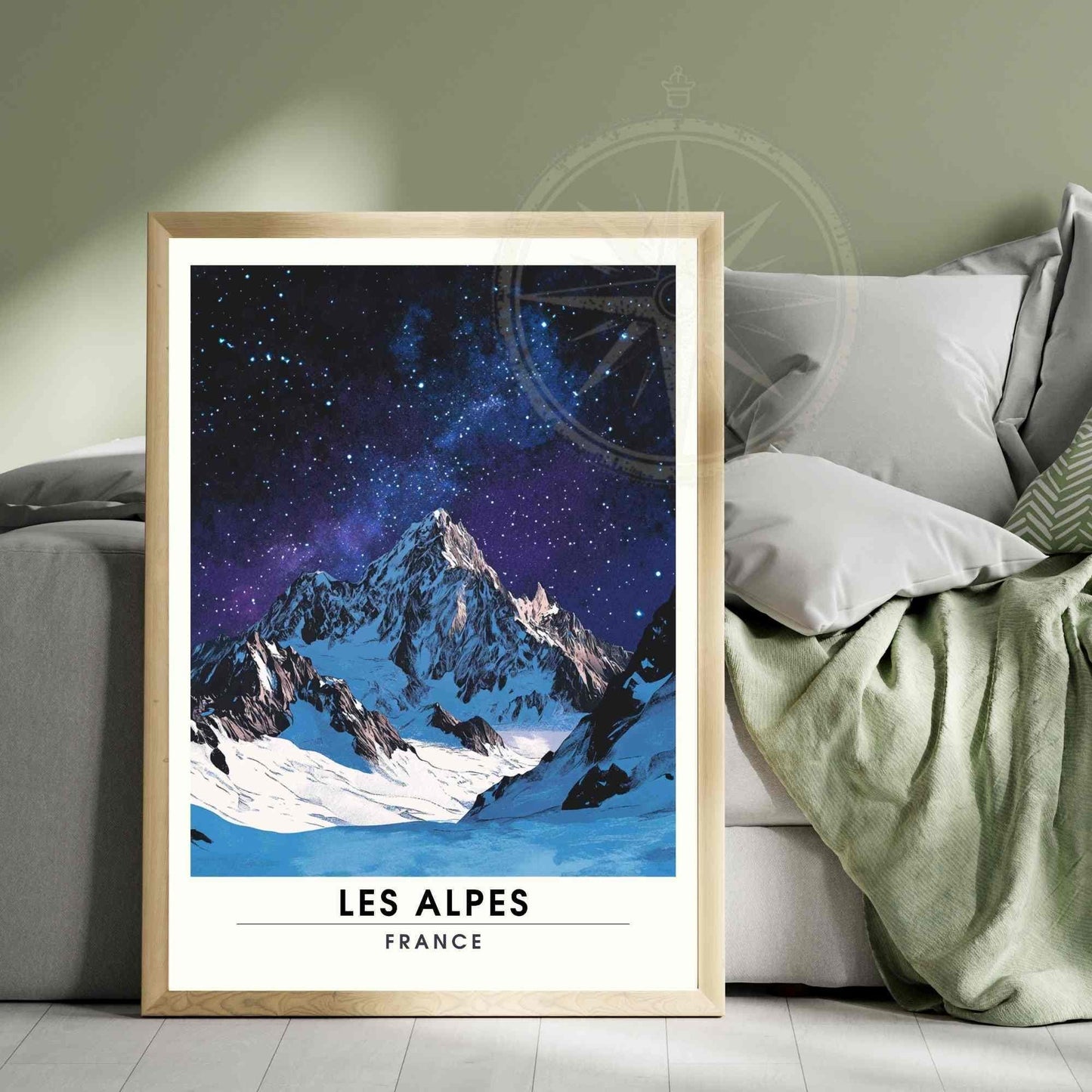 Affiche Les Alpes | Impression Les alpes | Affiche Montagne dans une nuit étoilée