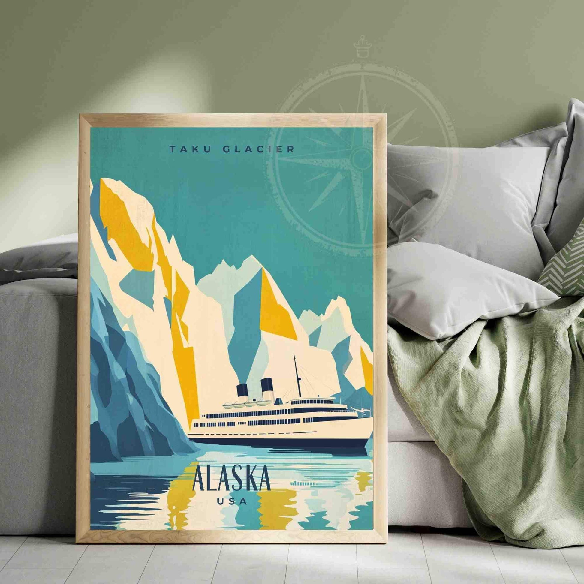 Alaska Poster | Alaska vintage print | Taku Glacier travel print
