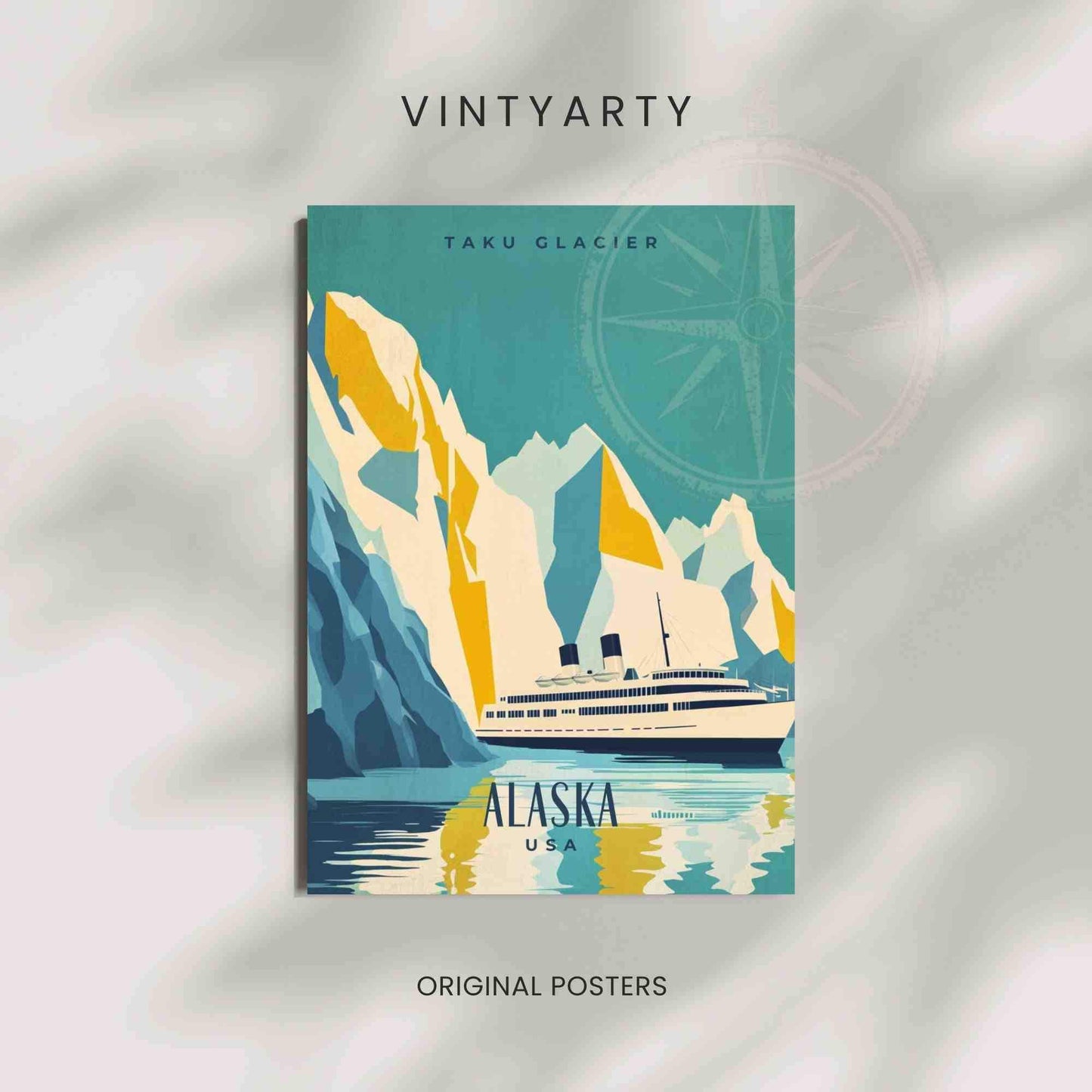 Alaska Poster | Alaska vintage print | Taku Glacier travel print