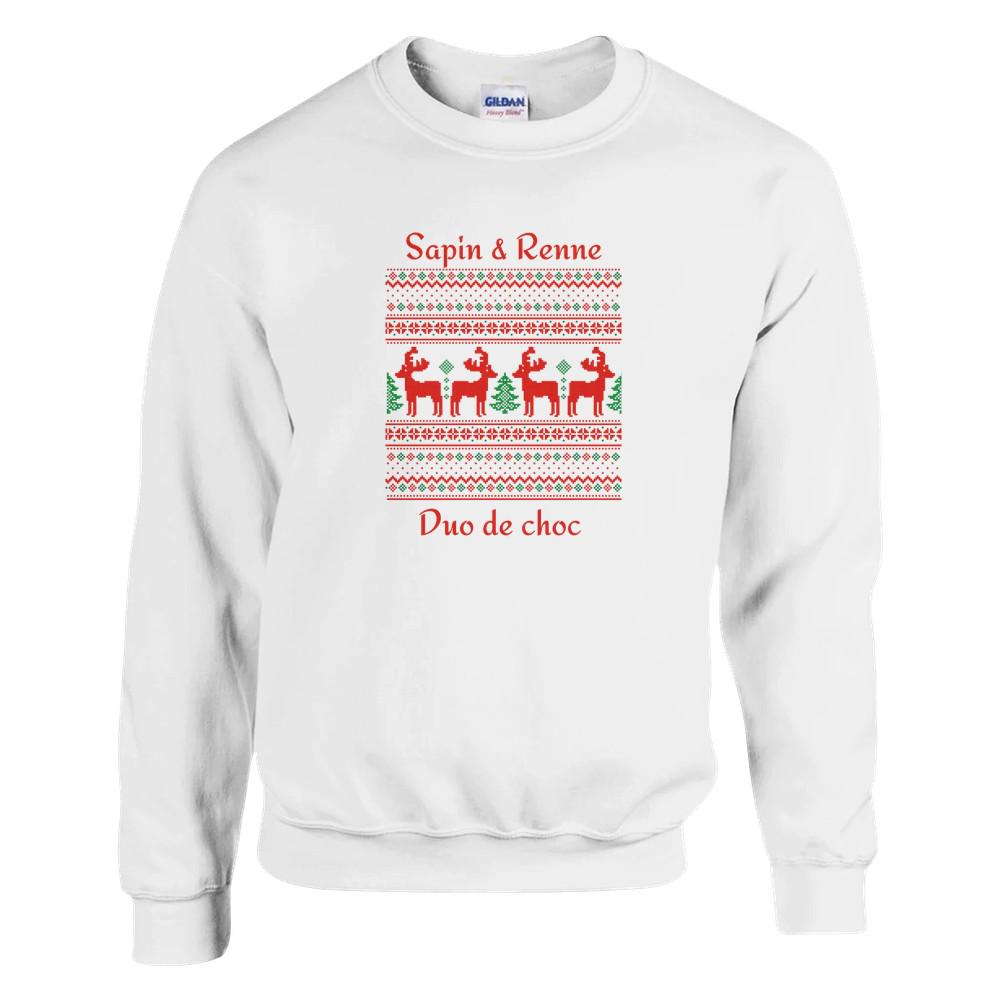 Sweat unisexe Noël - Sapin et renne - 10 Couleurs disponibles