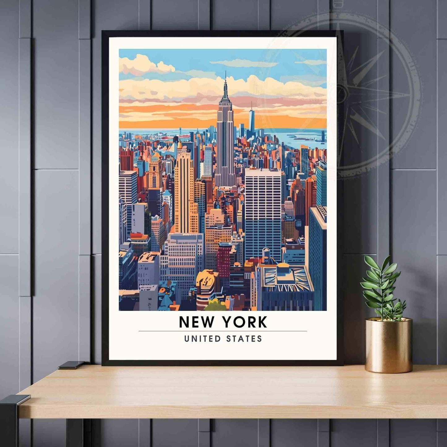 Affiche New York | Impression de voyage New York City | l'Empire State Building