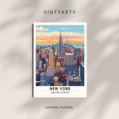 Affiche New York | Impression de voyage New York City | l'Empire State Building