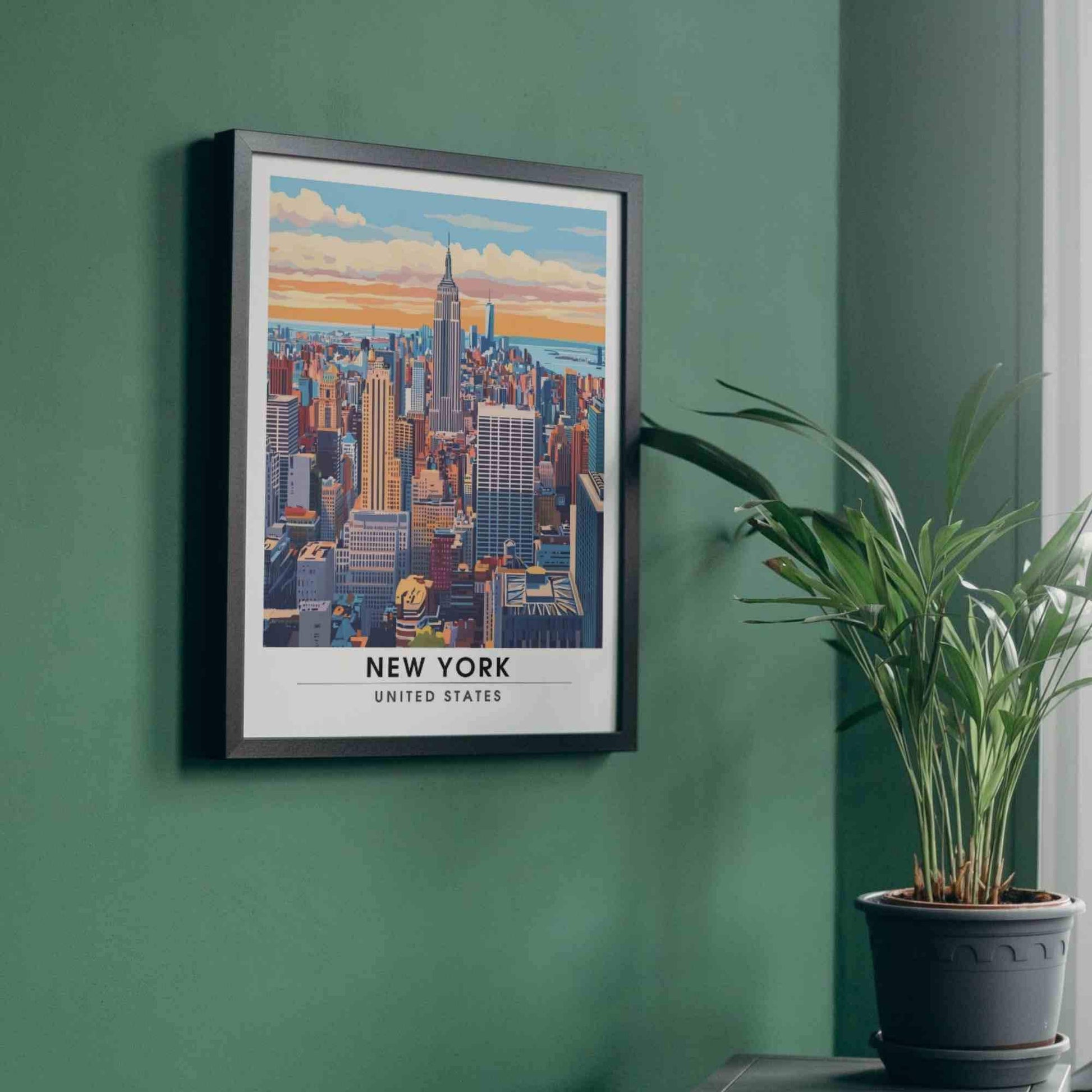 Affiche New York | Impression de voyage New York City | l'Empire State Building