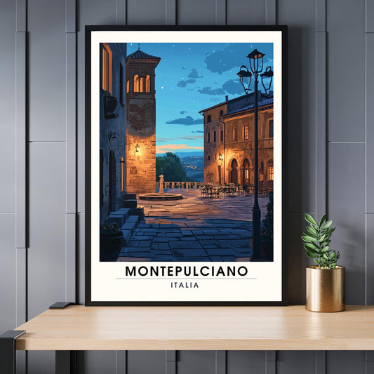 Affiche Montepulciano | Impression Montepulciano, Italie | Impression Italie - Vue nocturne