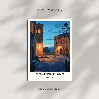 Affiche Montepulciano | Impression Montepulciano, Italie | Impression Italie - Vue nocturne