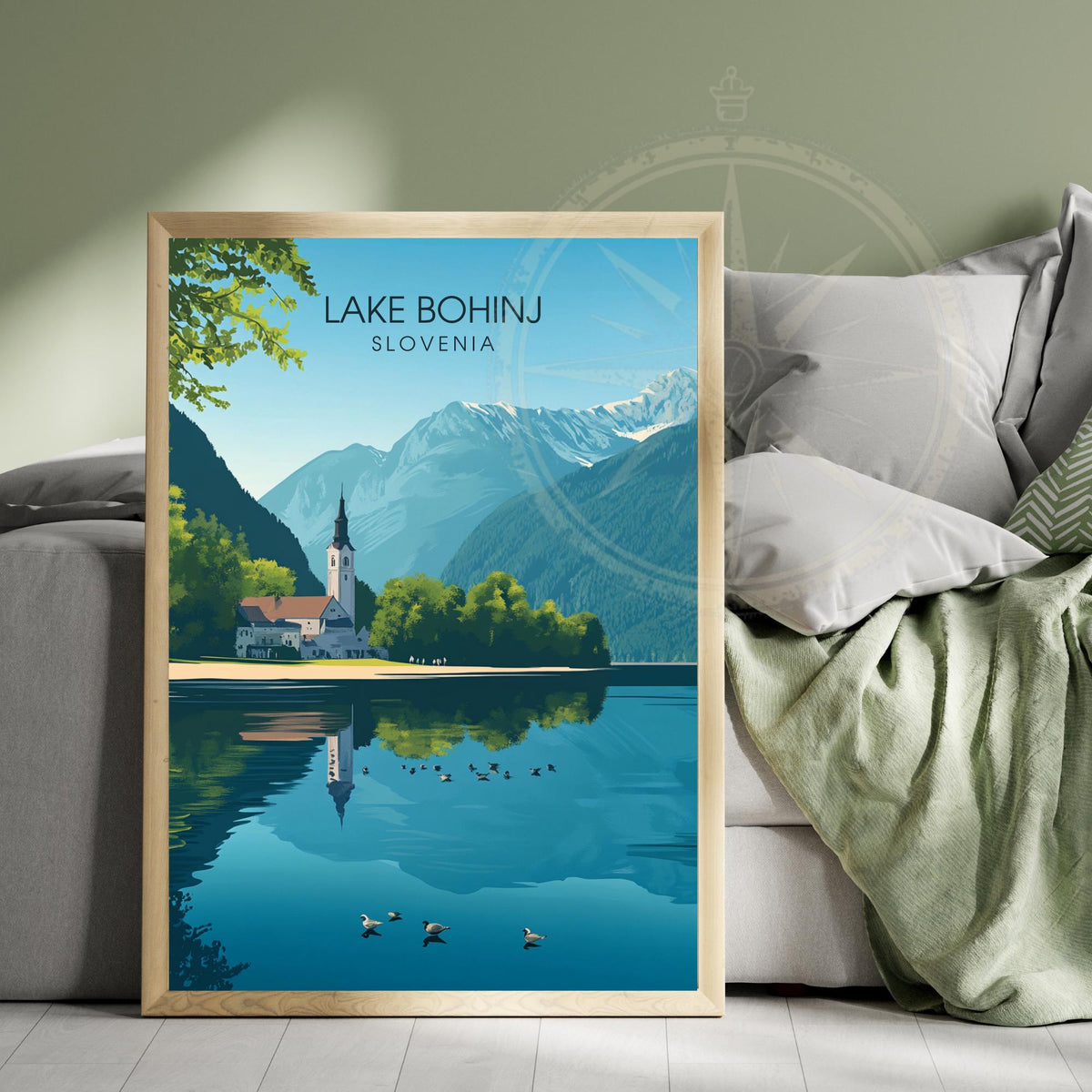 Affiche Lac Bohinj | Poster de voyage Slovénie | Affiche Lac