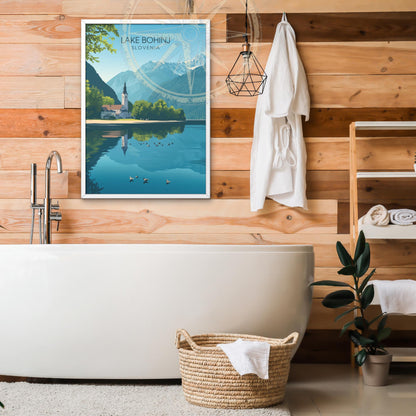 Affiche Lac Bohinj | Poster de voyage Slovénie | Affiche Lac