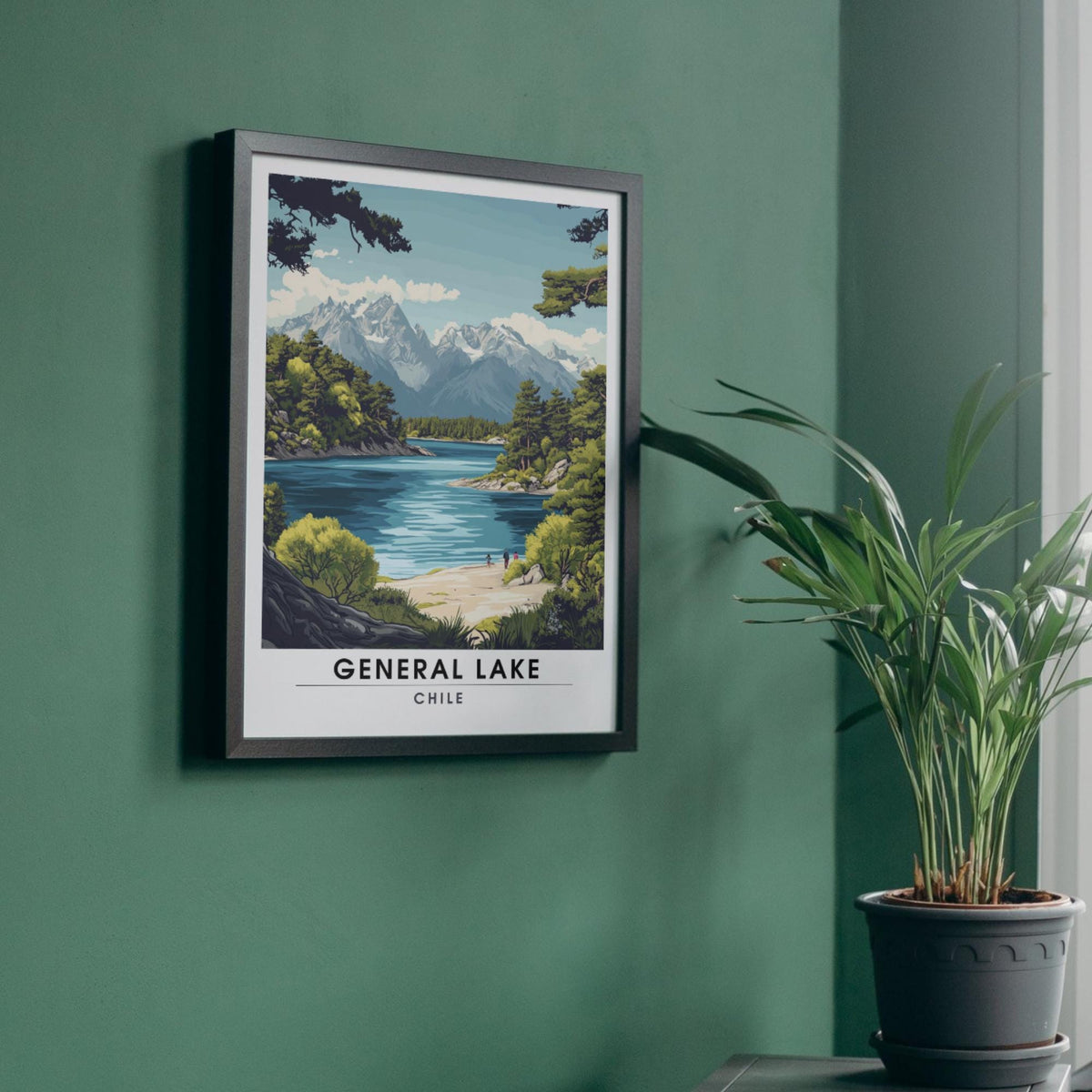Affiche Lac Général | Impression de voyage Chili | Affiche Lac