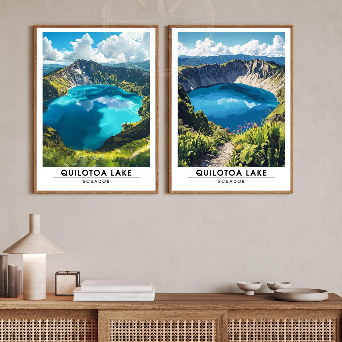 Affiche Lac Quilotoa | Poster de voyage Équateur | Affiche Lac