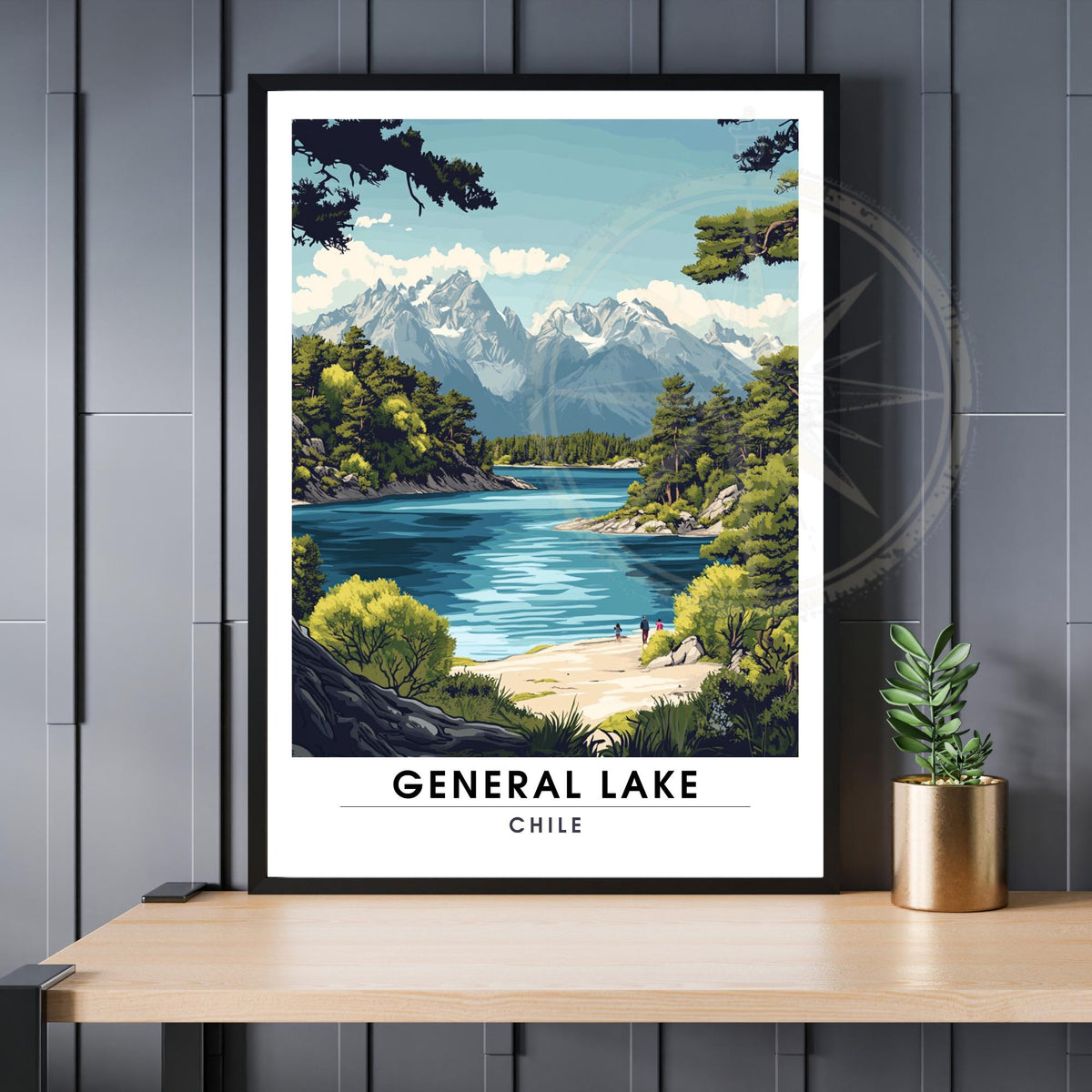 Affiche Lac Général | Impression de voyage Chili | Affiche Lac
