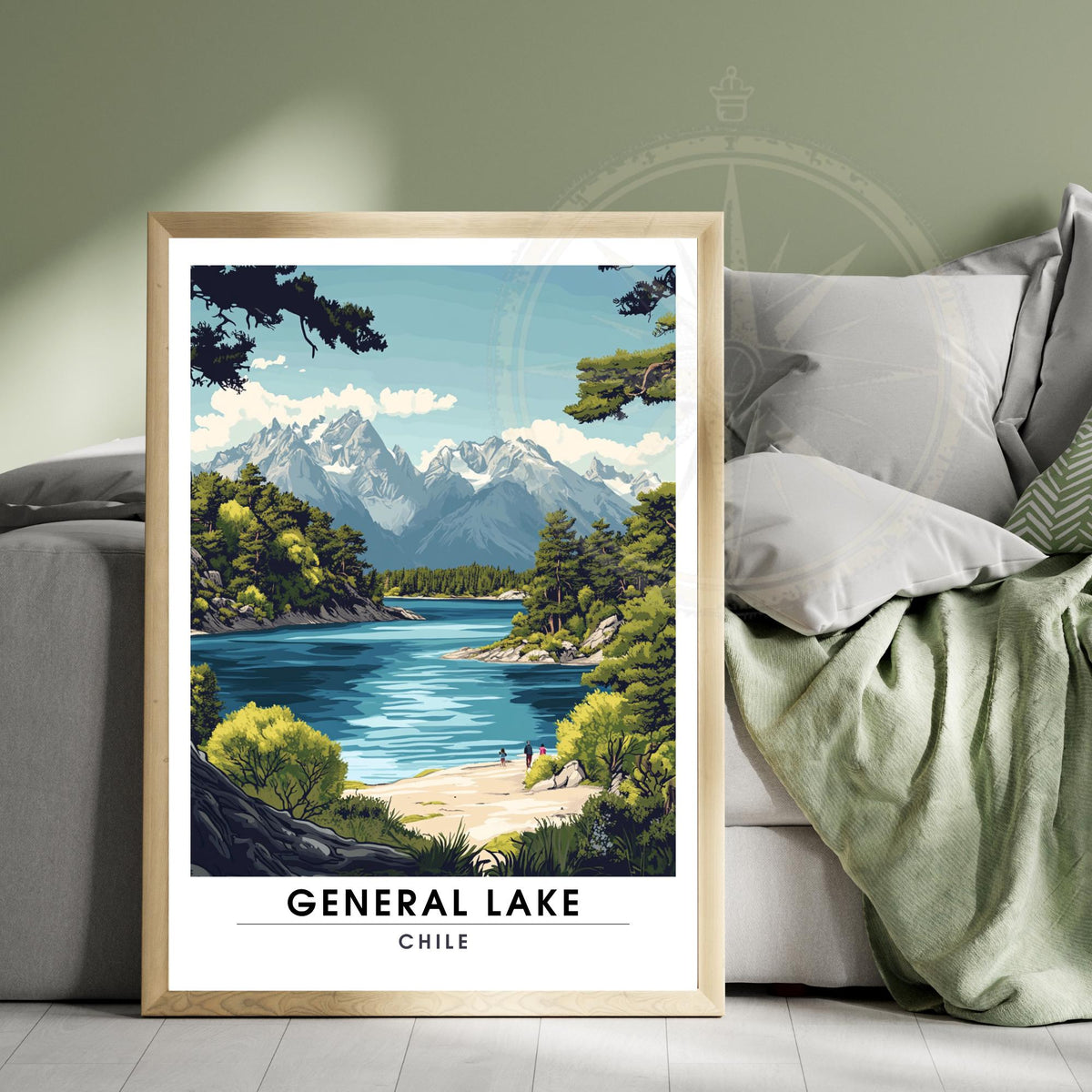 Affiche Lac Général | Impression de voyage Chili | Affiche Lac