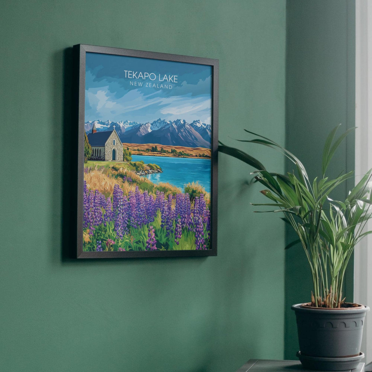 Affiche Lac Tekapo | Poster de voyage Nouvelle-Zélande | Affiche Lac