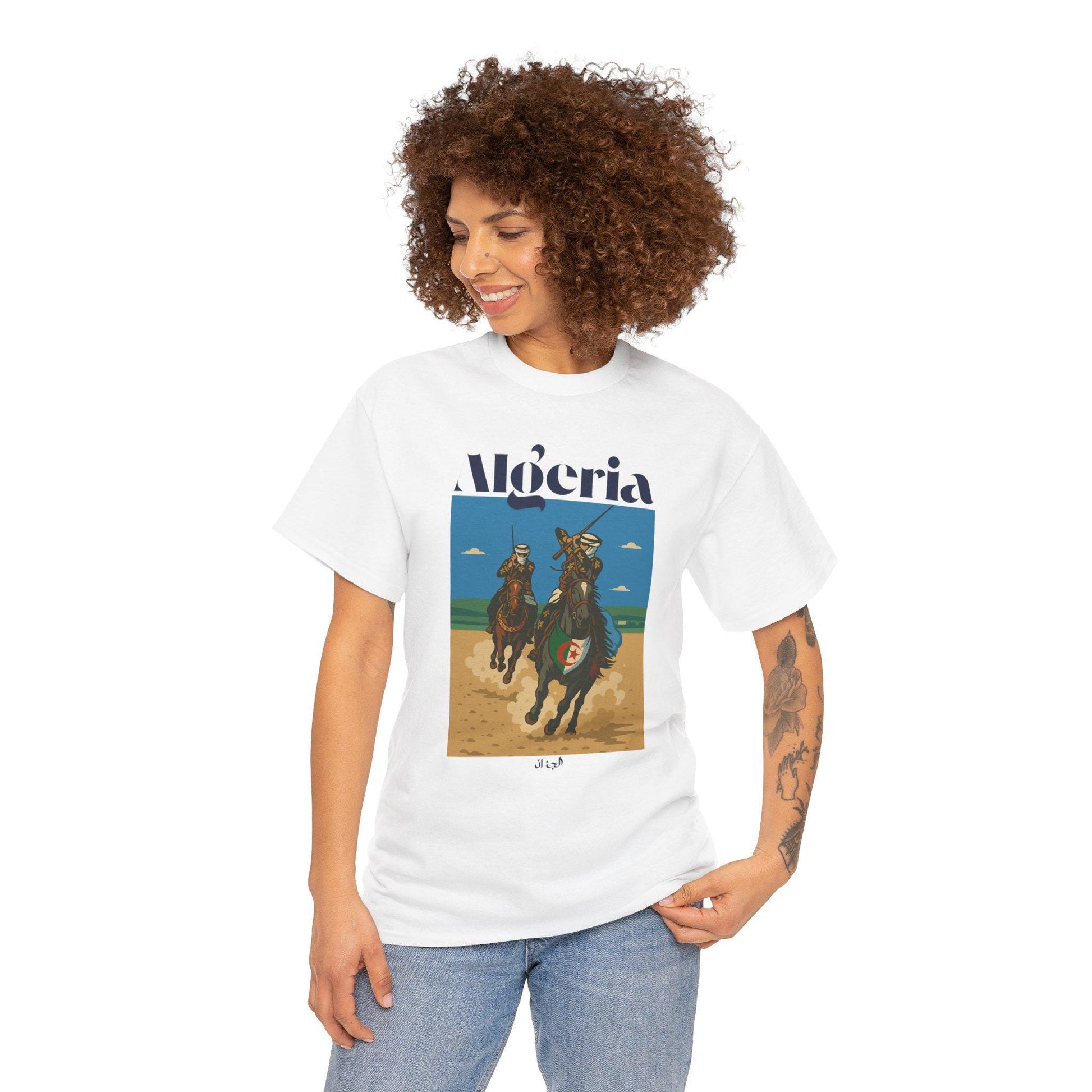 Algeria Vintage Horse Racing Tee, Unisex Heavy Cotton T-Shirt, Travel Gift, Casual Wear, Summer Style, Graphic Tee
