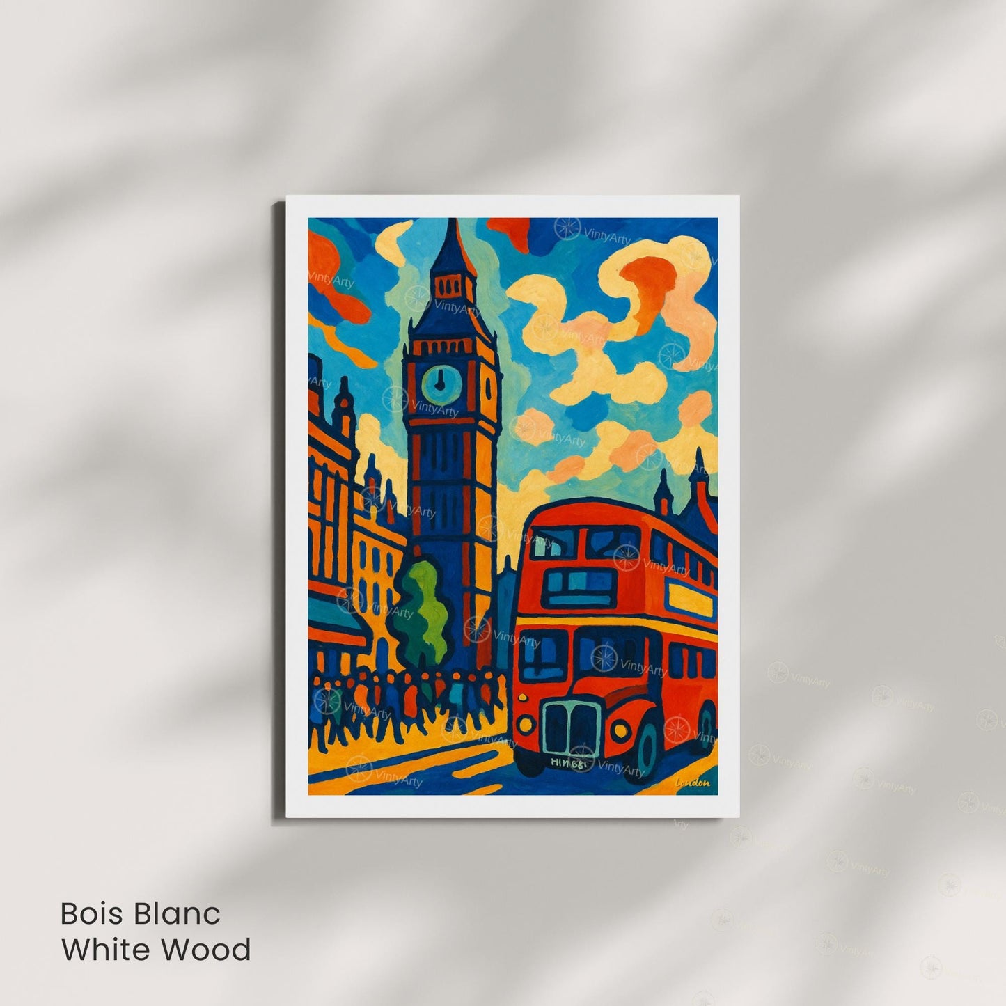 Affiche Londres – Big Ben & Bus Rouge | Poster peinture colorée style moderne | Déco murale britannique | Avec ou sans cadre