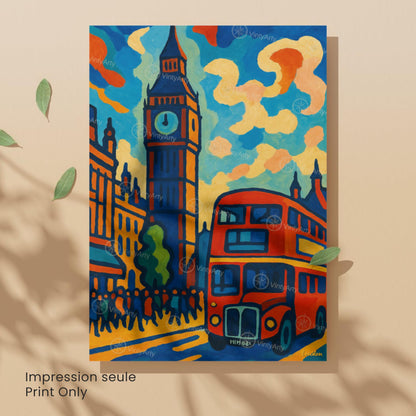 London Sunset Poster – Tower Bridge & The Shard | Modern Travel Art Print | British Wall Decor | Framed or Unframed