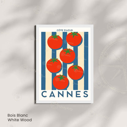 Affiche Cannes Tomates Côte d’Azur – Poster déco cuisine sud de la France – Illustration graphique légumes vintage