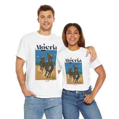 Algeria Vintage Horse Racing Tee, Unisex Heavy Cotton T-Shirt, Travel Gift, Casual Wear, Summer Style, Graphic Tee