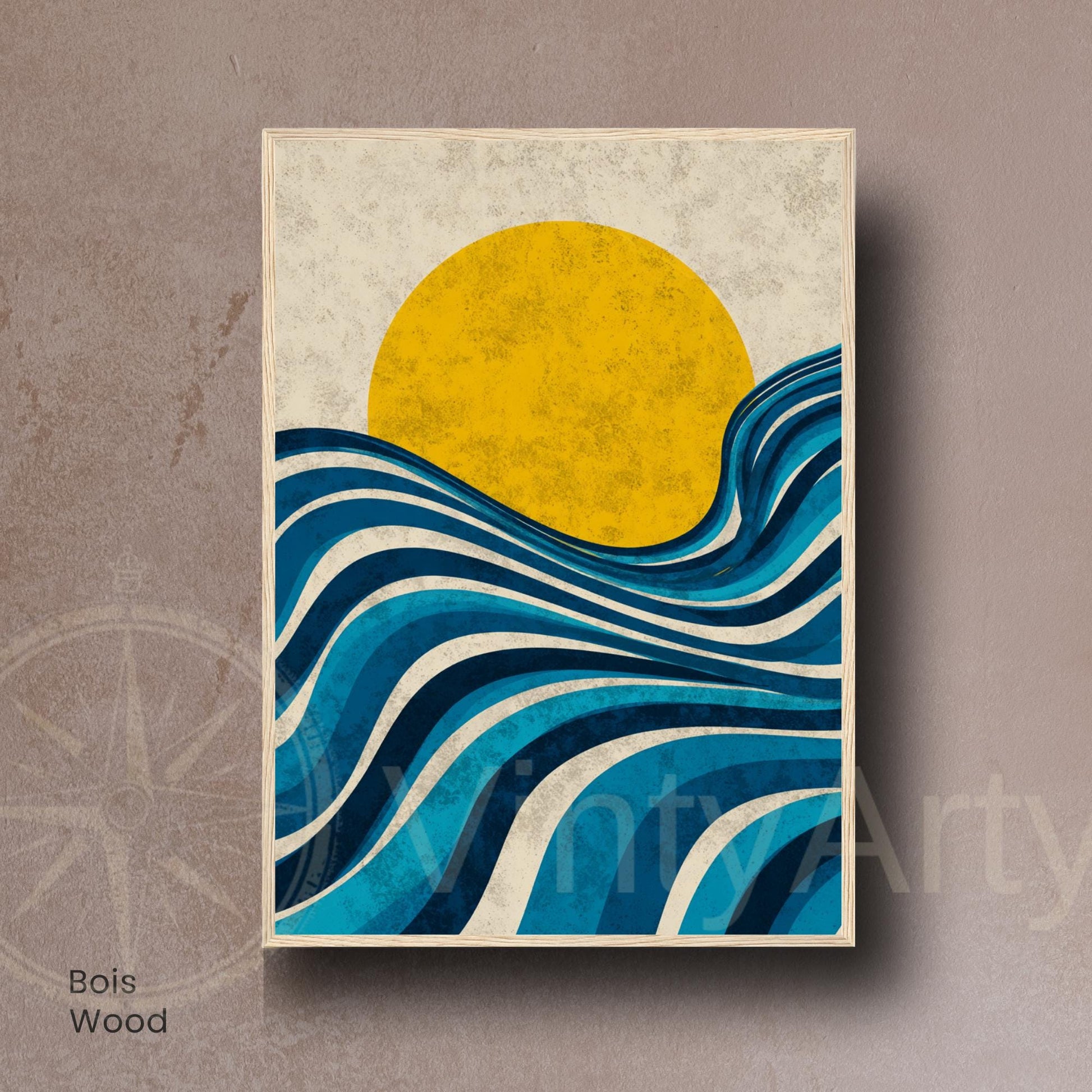 Affiche Soleil & Vagues – Style Bauhaus Abstrait | Poster graphique moderne | Décoration murale design minimaliste