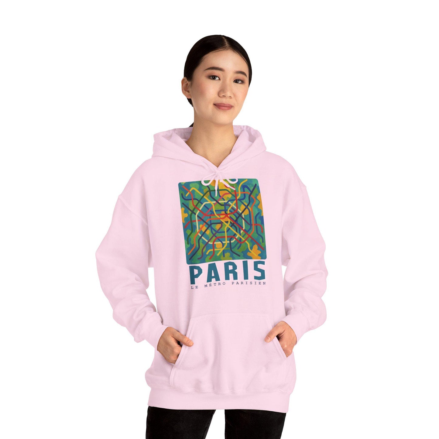 Sweat à capuche Paris – Hoodie unisexe avec design métro parisien, sweat graphique, streetwear tendance, idée cadeau voyage