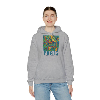 Sweat à capuche Paris – Hoodie unisexe avec design métro parisien, sweat graphique, streetwear tendance, idée cadeau voyage
