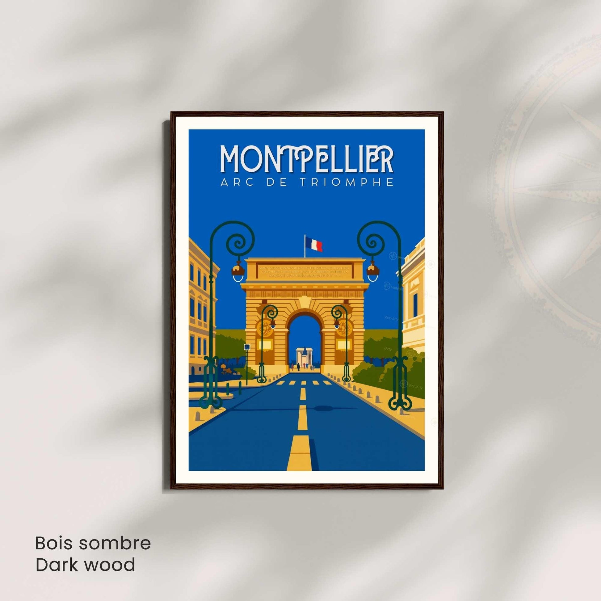 Affiche Montpellier – Arc de Triomphe | Poster vintage patrimoine français | Décoration murale sud de la France