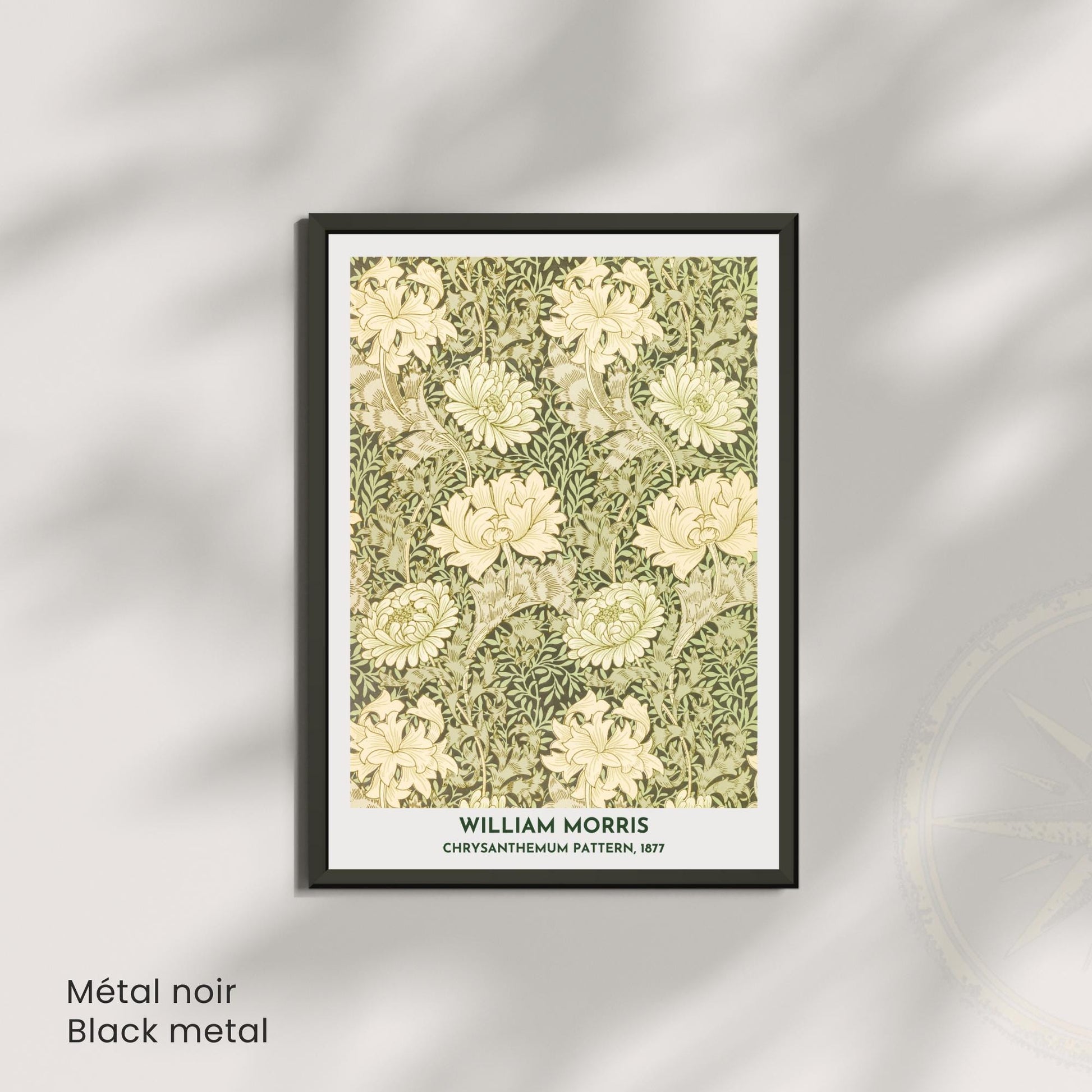Affiche William Morris Chrysanthemum Pattern 1877 – Poster floral vintage Arts & Crafts, impression murale botanique, décoration intérieure