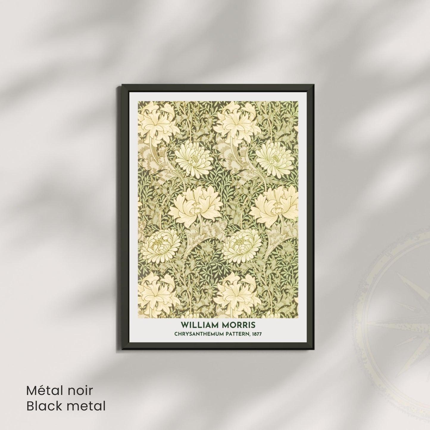Affiche William Morris Chrysanthemum Pattern 1877 – Poster floral vintage Arts & Crafts, impression murale botanique, décoration intérieure
