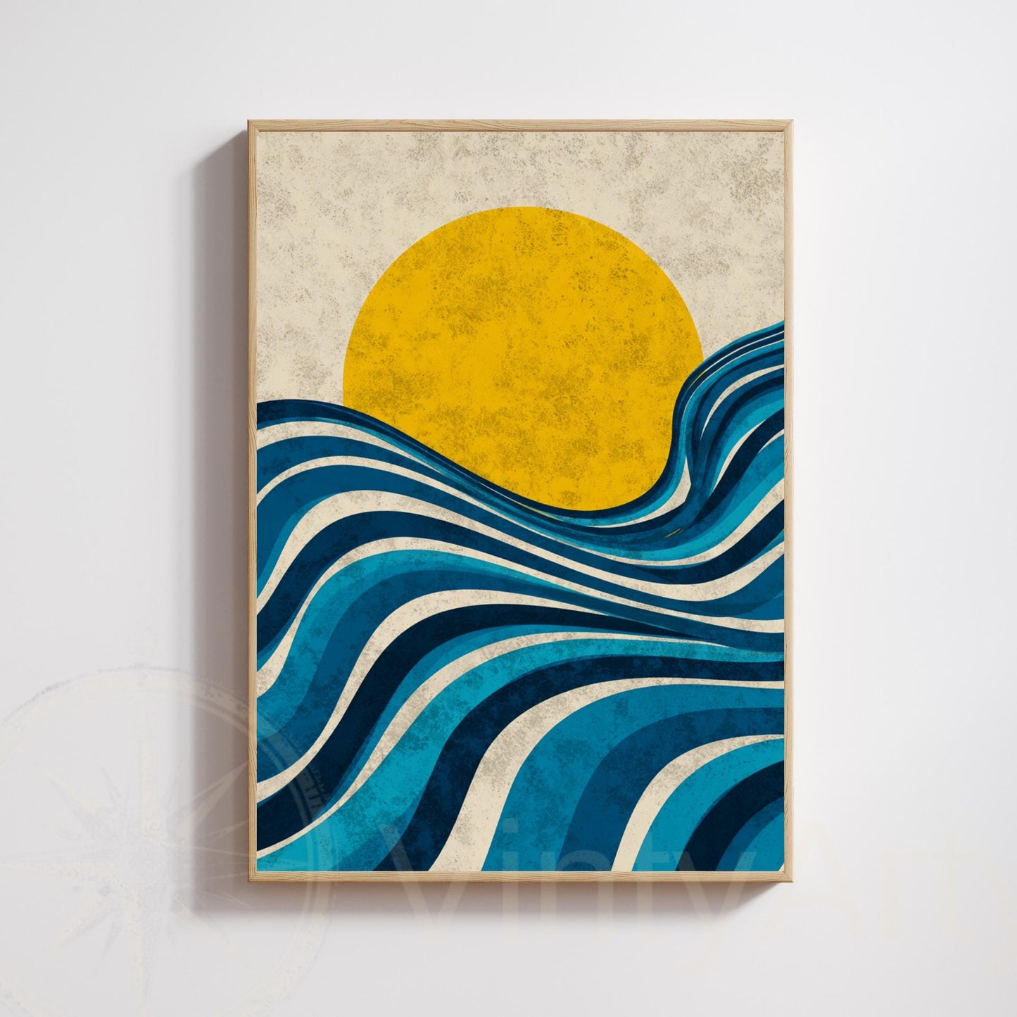Abstract Bauhaus Poster – Sun & Waves | Modern Geometric Wall Art | Minimalist Contemporary Home Décor Print