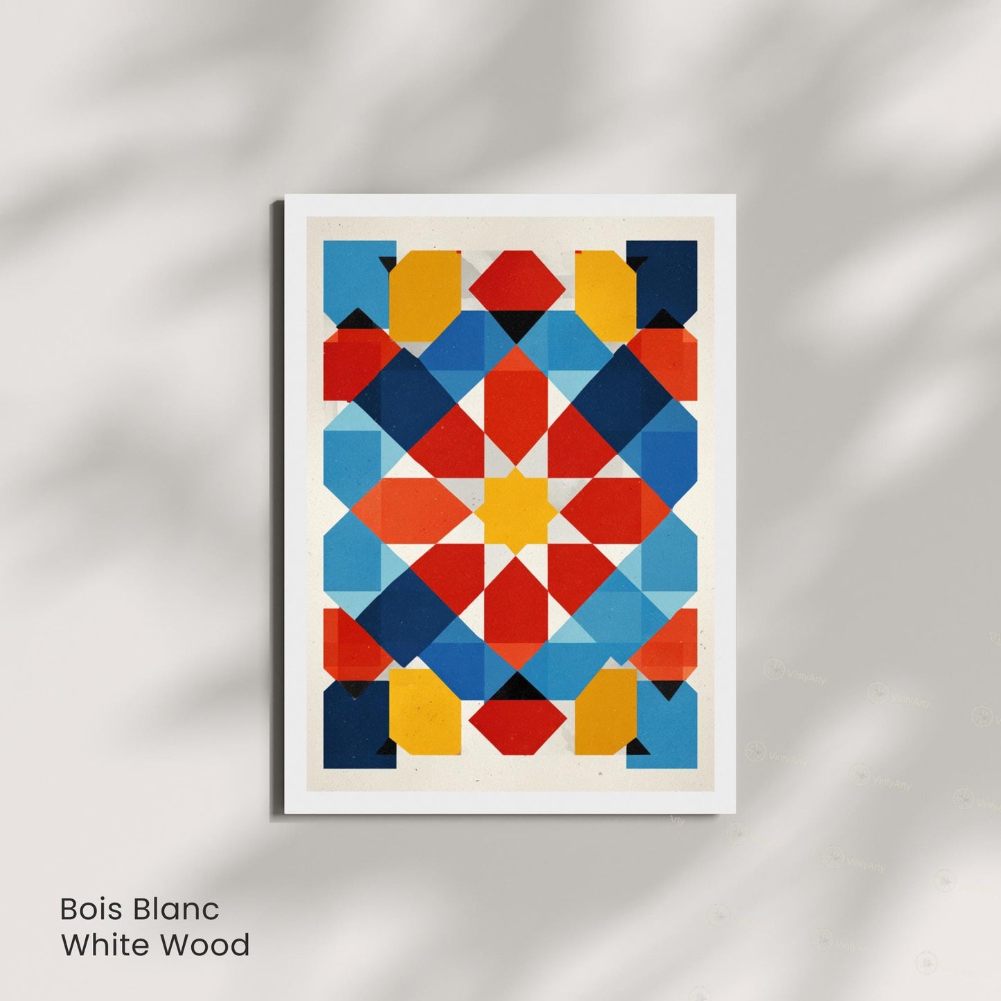 Affiche géométrique Bauhaus & art islamique | Poster abstrait moderne rouge bleu jaune | Décoration murale design