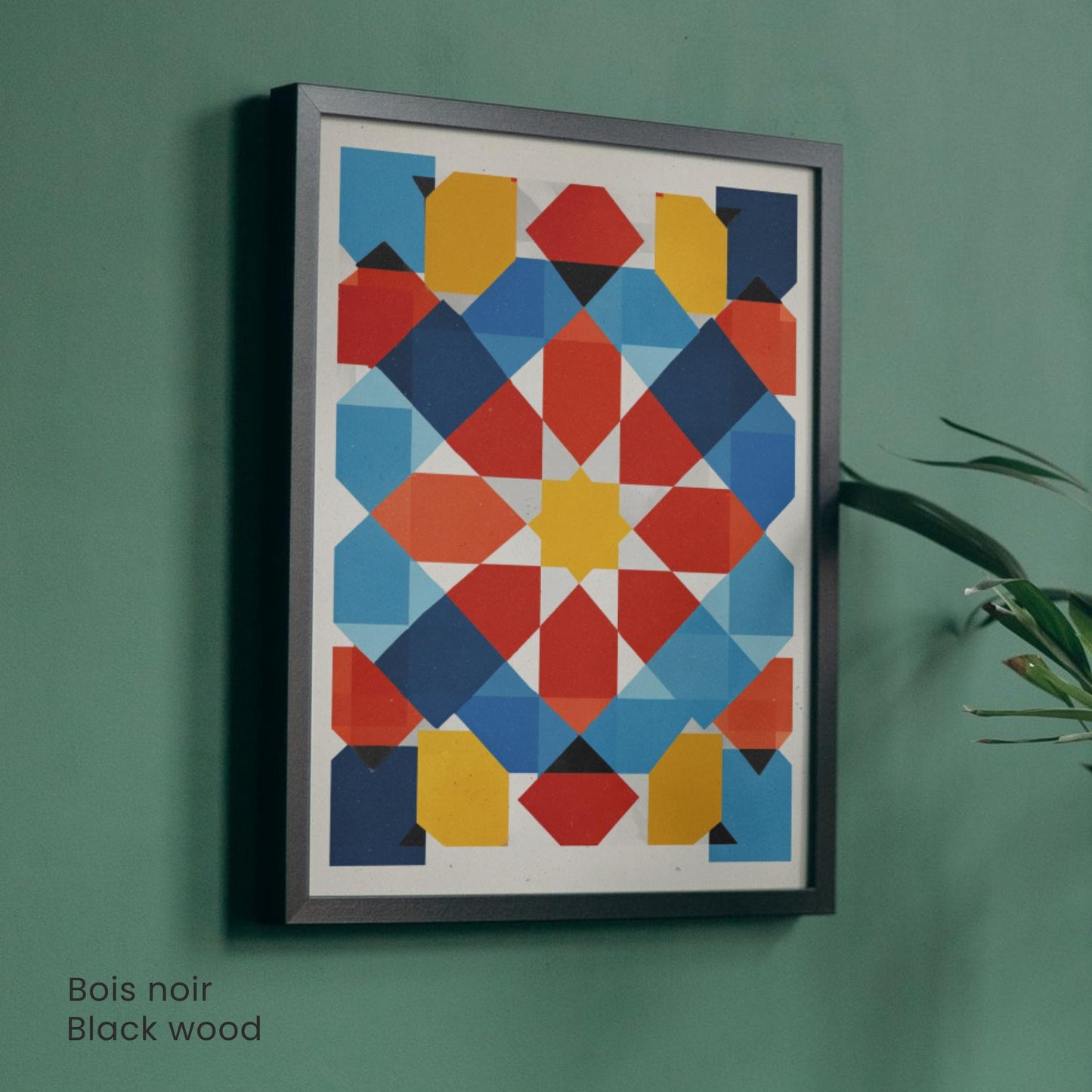 Affiche géométrique Bauhaus & art islamique | Poster abstrait moderne rouge bleu jaune | Décoration murale design