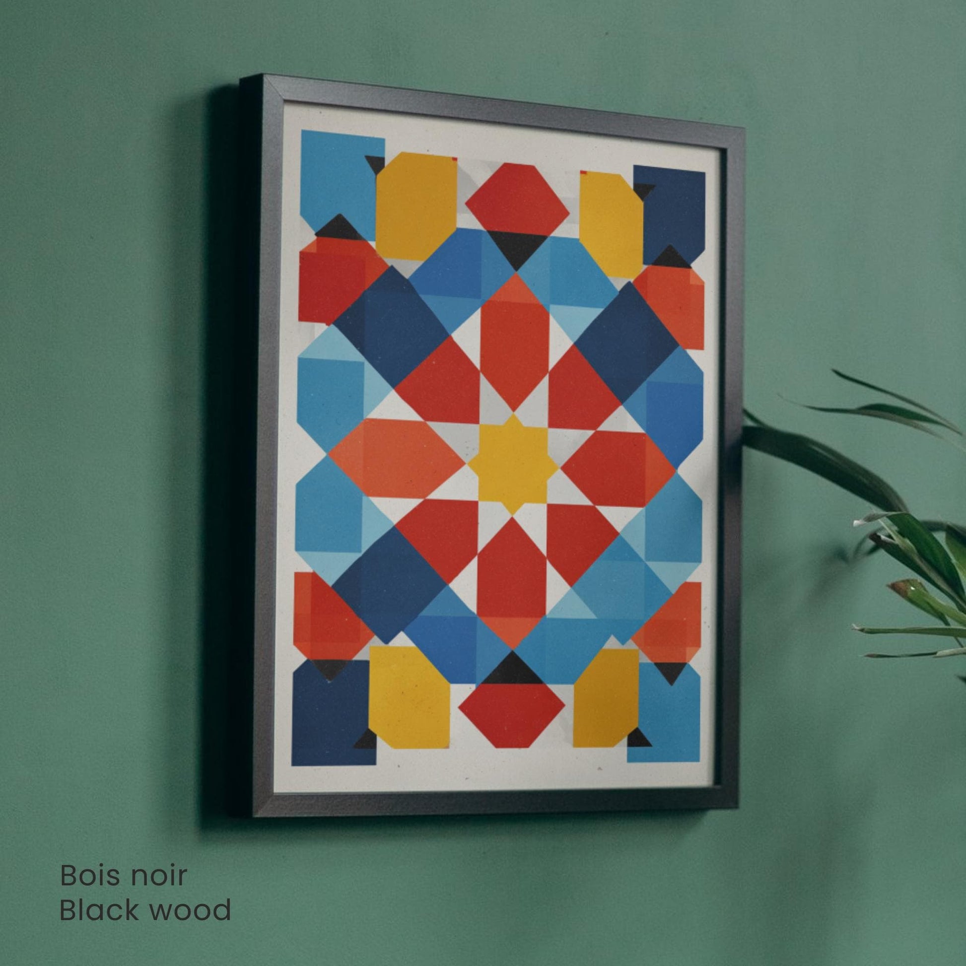 Affiche géométrique Bauhaus & art islamique | Poster abstrait moderne rouge bleu jaune | Décoration murale design