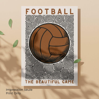 Affiche Football Vintage – Poster ballon rétro | Décoration murale sportive et artistique | Affiche vintage football