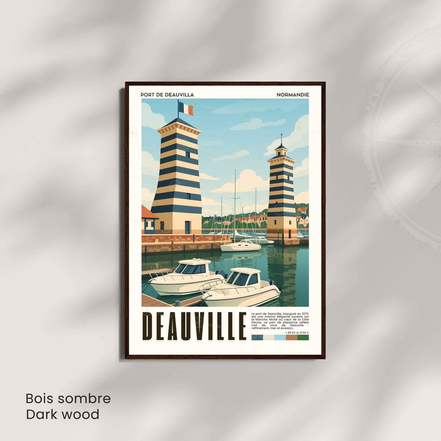 Affiche Deauville Port – Poster vintage Normandie, illustration rétro marine, décoration murale bord de mer, idée cadeau voyage