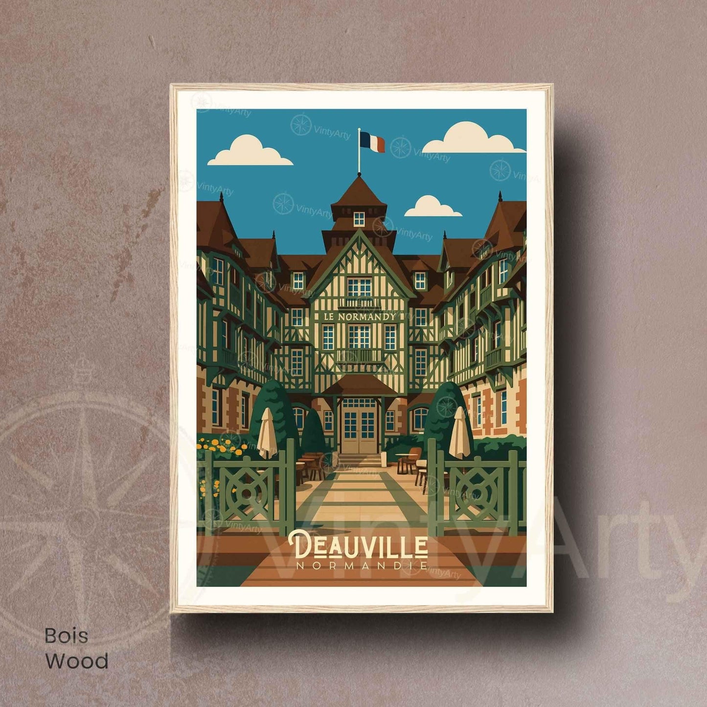 Affiche Deauville – Poster vintage Normandie, décoration murale, idée cadeau Normandie