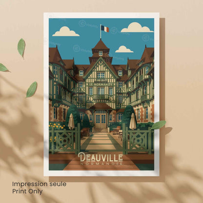 Affiche Deauville – Poster vintage Normandie, décoration murale, idée cadeau Normandie