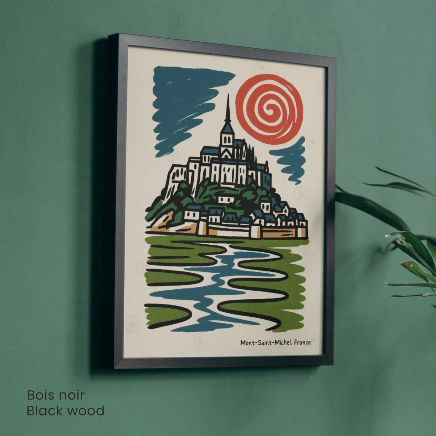 Affiche Mont-Saint-Michel – Poster rétro vintage France, décoration murale artistique Normandie, idée cadeau voyage