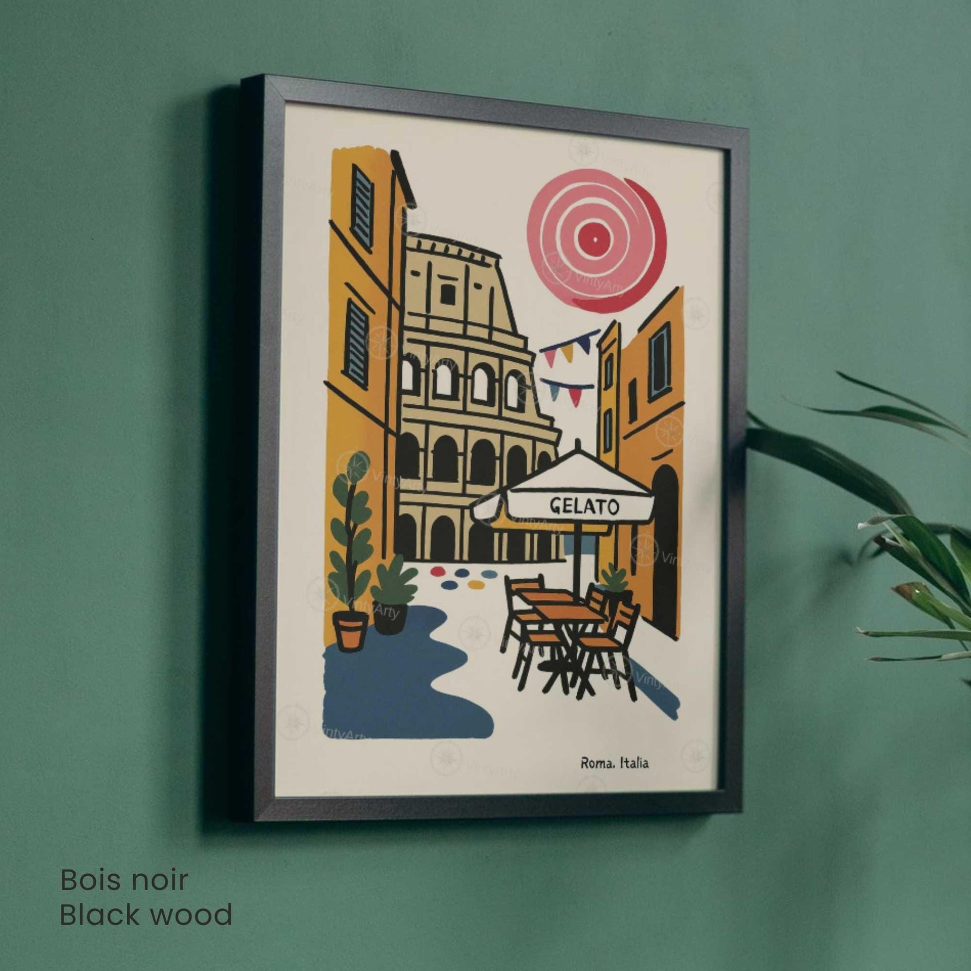 Affiche Rome – Poster rétro vintage Colisée Italie, décoration murale artistique, idée cadeau voyage, impression seule ou encadrée