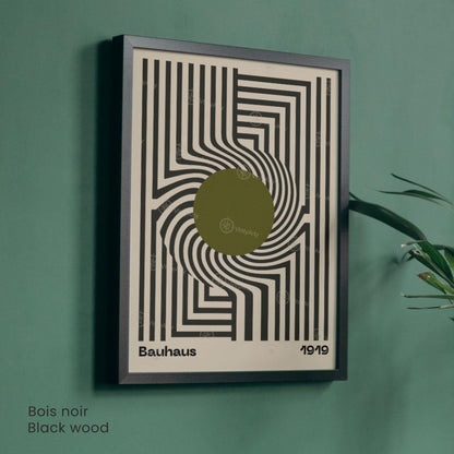 Affiche Bauhaus 1919 – Poster géométrique noir et vert, art abstrait moderne