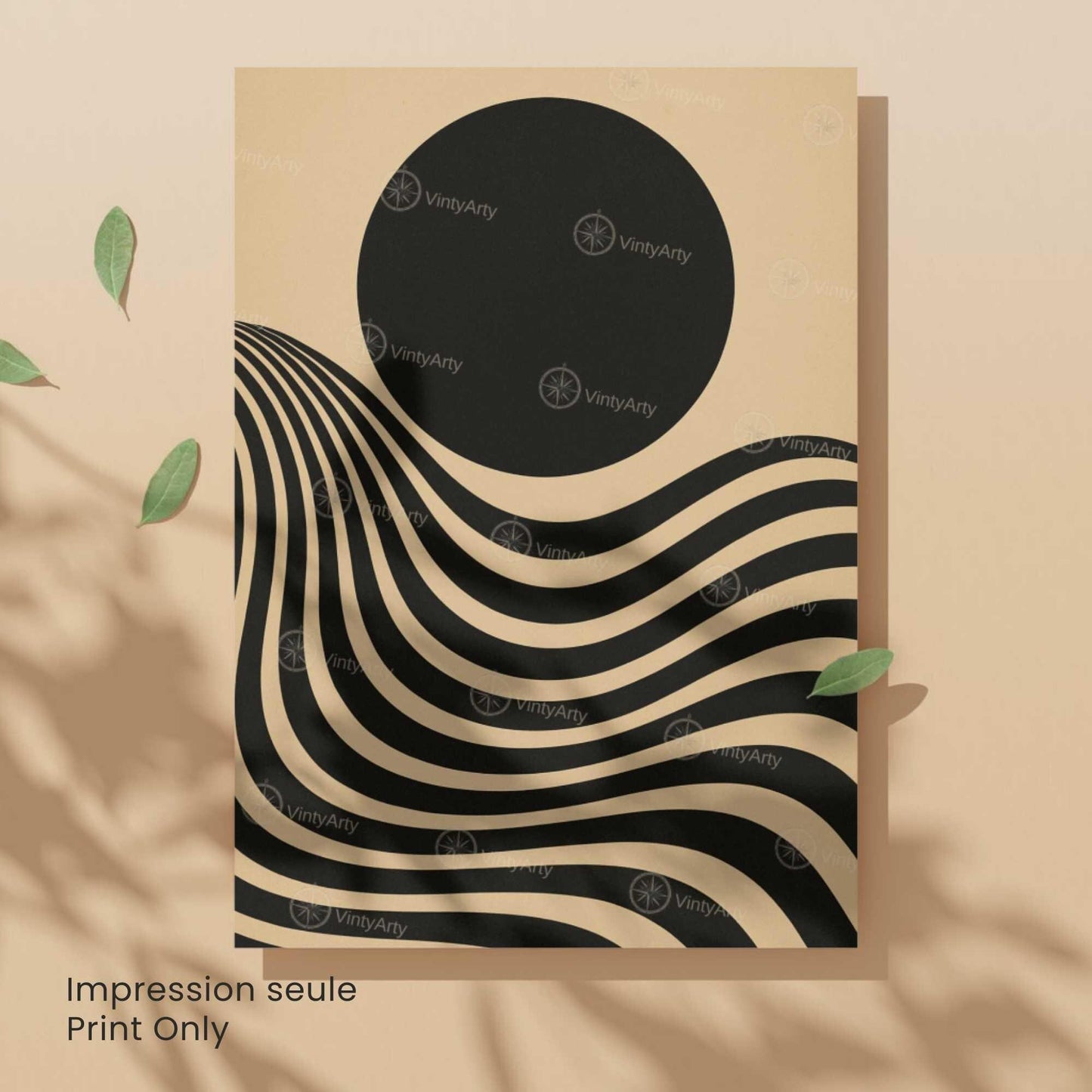 Affiche Bauhaus Noir et Beige – Poster Abstrait Minimaliste, Décoration Murale