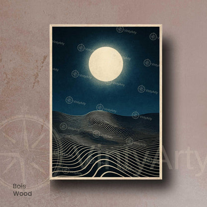 Affiche Lune Minimaliste – Poster abstrait nuit étoilée – Art mural moderne