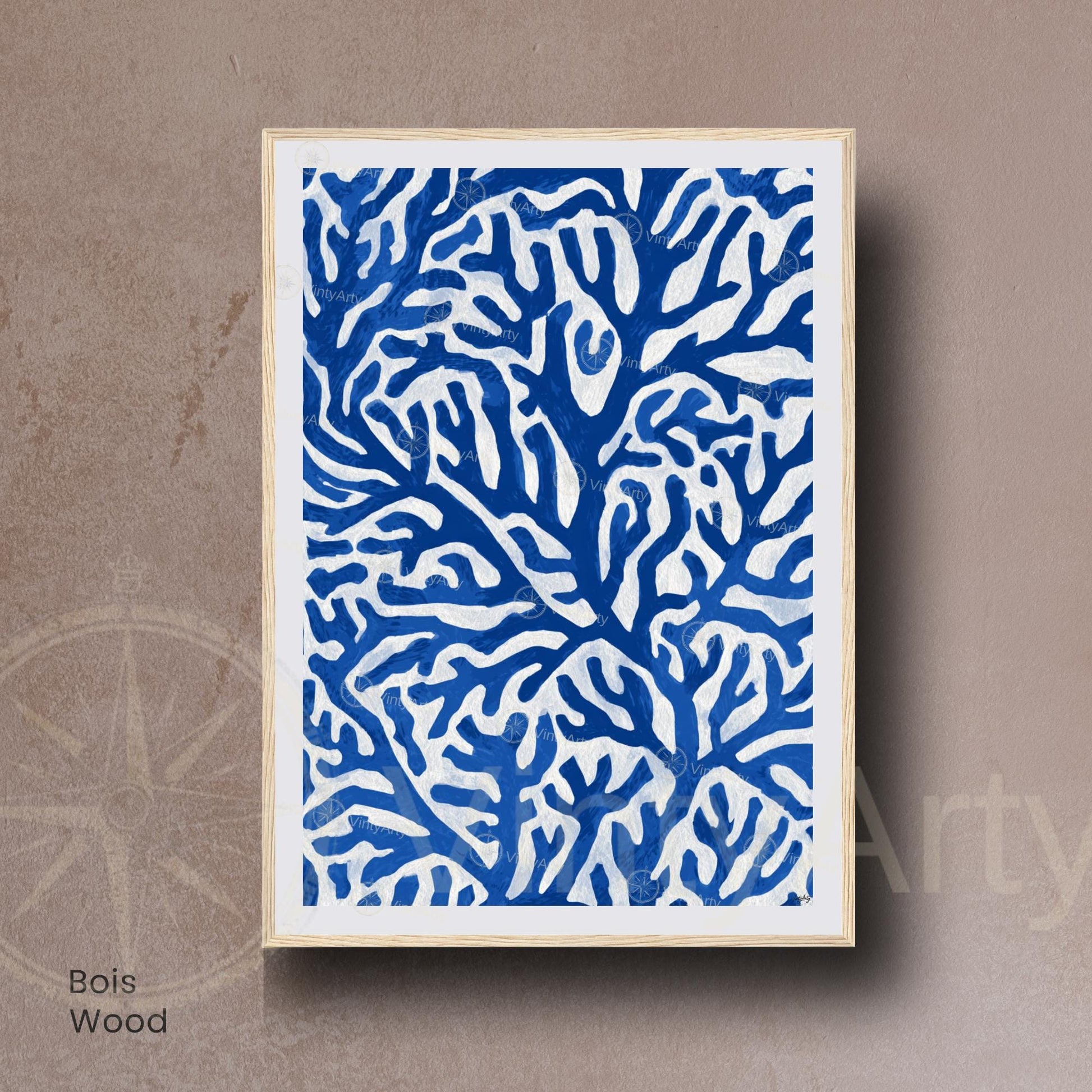 Affiche Matisse Bleu – Poster corail abstrait – Art mural moderne