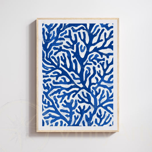 Affiche Matisse Bleu – Poster corail abstrait – Art mural moderne