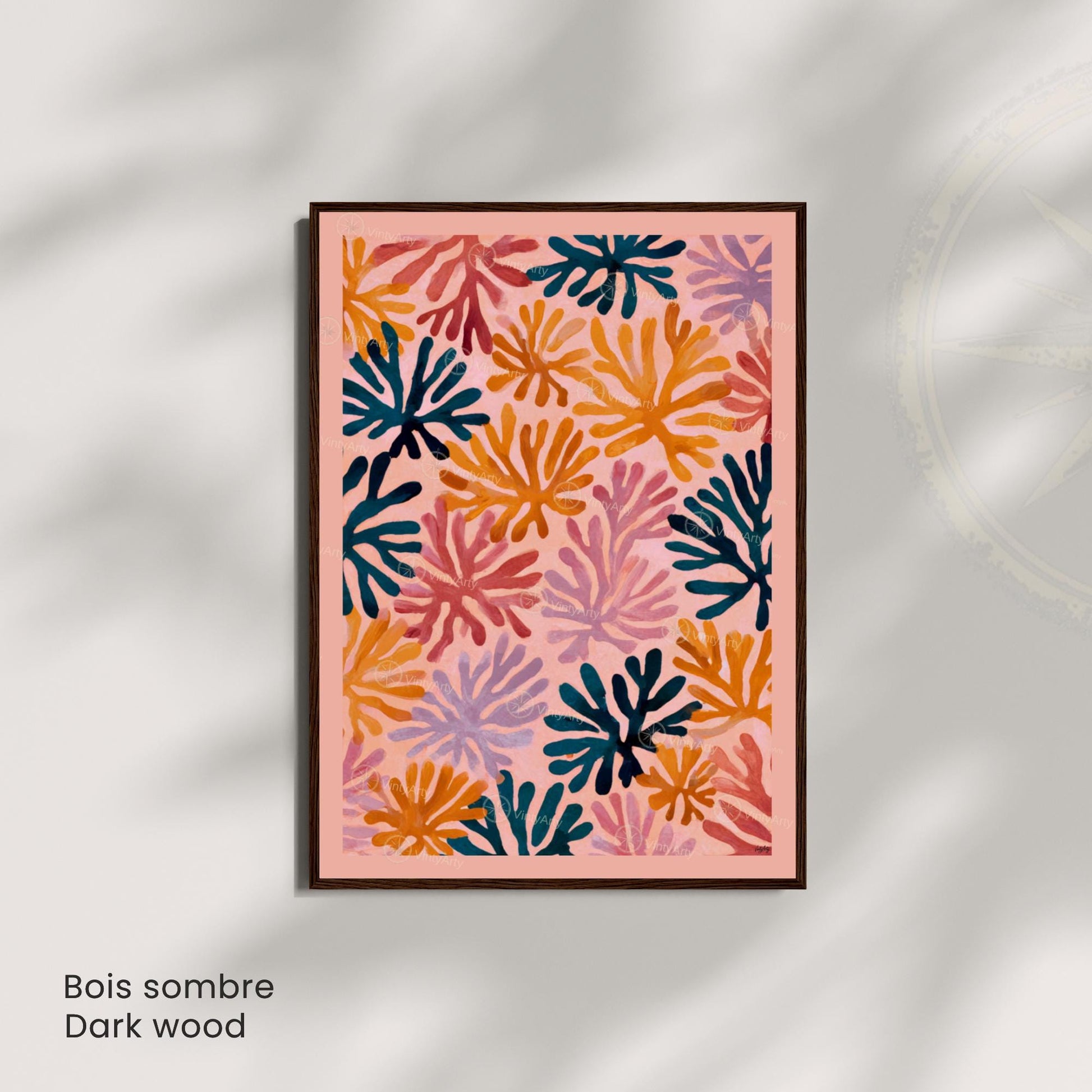 Affiche Matisse rose – Poster corail abstrait multicolore – Art mural moderne