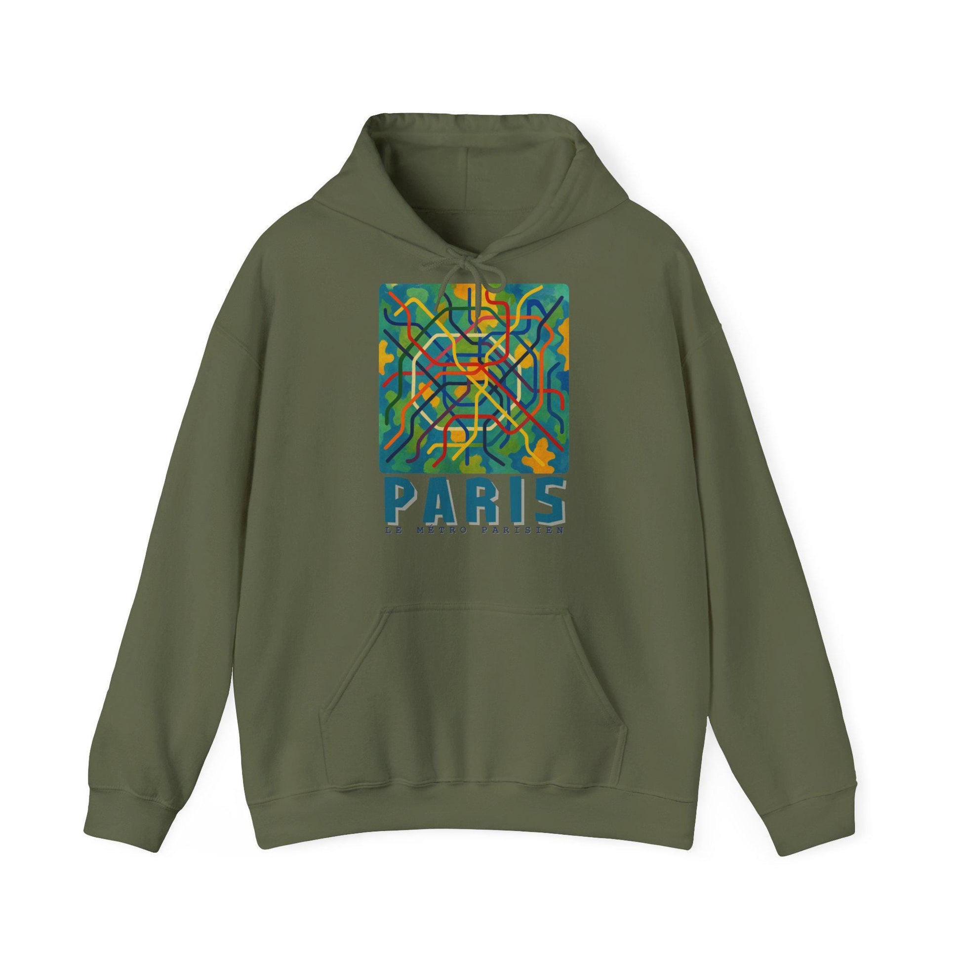 Sweat à capuche Paris – Hoodie unisexe avec design métro parisien, sweat graphique, streetwear tendance, idée cadeau voyage