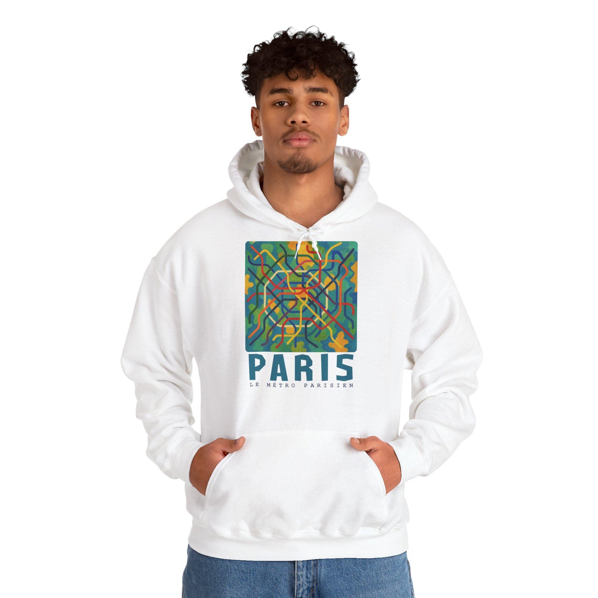 Sweat à capuche Paris – Hoodie unisexe avec design métro parisien, sweat graphique, streetwear tendance, idée cadeau voyage