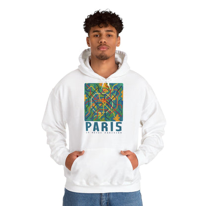 Sweat à capuche Paris – Hoodie unisexe avec design métro parisien, sweat graphique, streetwear tendance, idée cadeau voyage
