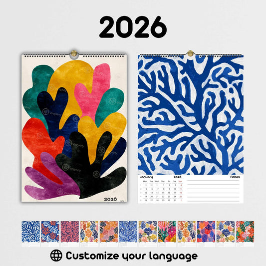 2026 Coral Wall Calendar | Customizable Calendar | Premium Quality Printing | 2026 Calendar