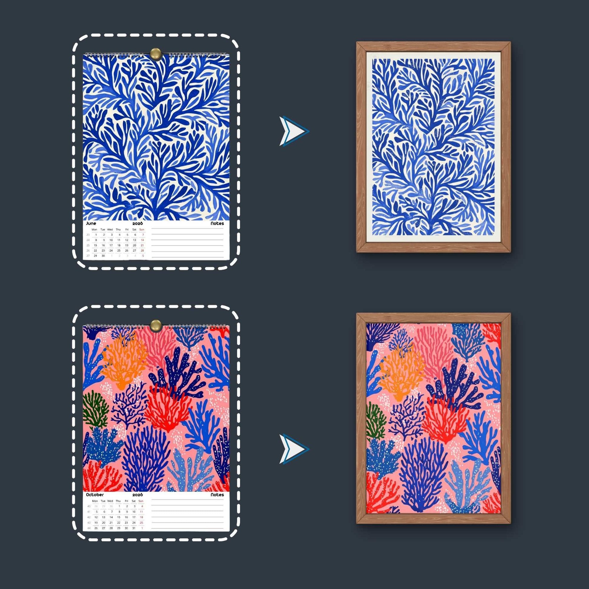 Calendrier mural 2026 Corail | Calendrier Personnalisable | Papier premium & design moderne | Calendrier 2026