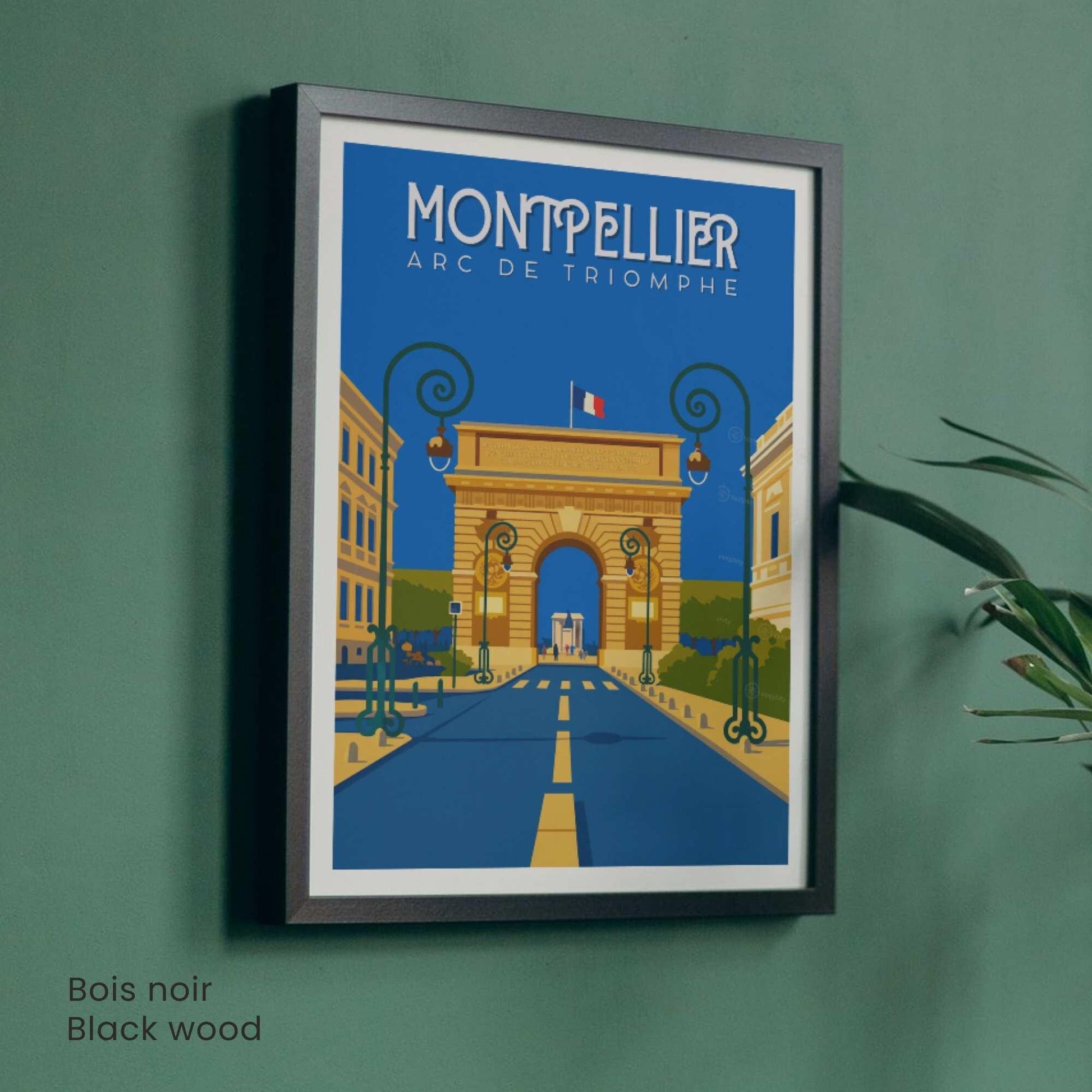 Affiche Montpellier – Arc de Triomphe | Poster vintage patrimoine français | Décoration murale sud de la France